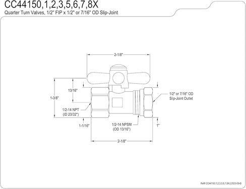 Kingston Brass CC44152X Vintage FIP X 1/2-Inch or 7/16-Inch Slip Joint Quarter-Turn Straight Stop Valve, Polished Brass in Kuwait