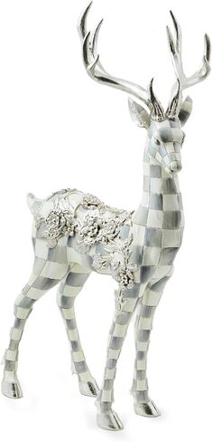 MACKENZIE-CHILDS Sterling Check Silver Garland Deer Figurine, Winter Figurine for Home Decor, Standing in Saudi Arabia