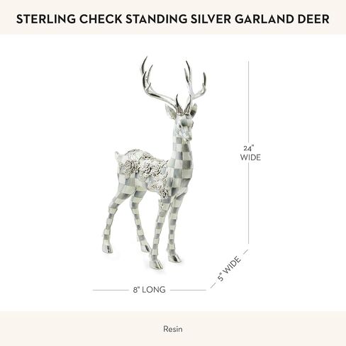 MACKENZIE-CHILDS Sterling Check Silver Garland Deer Figurine, Winter Figurine for Home Decor, Standing in Saudi Arabia