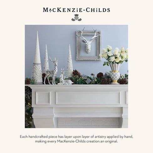 MACKENZIE-CHILDS Sterling Check Silver Garland Deer Figurine, Winter Figurine for Home Decor, Standing in Saudi Arabia
