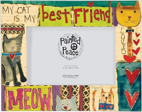 Enesco Izzy and Oliver Painted Peace by Stephanie Burgess My Cat Photo Picture Frame, 7 Inch, Multicolor in Saudi Arabia