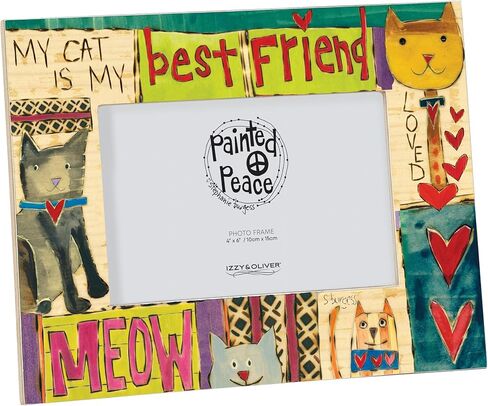 Enesco Izzy and Oliver Painted Peace by Stephanie Burgess My Cat Photo Picture Frame, 7 Inch, Multicolor in Saudi Arabia