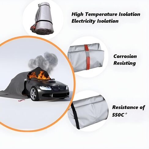 Large Emergency Fire Blanket for Car, Fire Suppression Blanket for Conflagration, Fibreglass Blanket for Electric Vehicle Accident with carry bag(13.12 * 19.7FT) in Kuwait