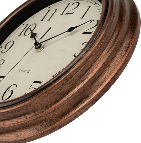 Foxtop 14 Inch Wall Clock with Thermometer and Hygrometer Combo, Retro Silent Non-Ticking Battery Operated Quartz Round Vintage Wall Clock for Living Room Kitchen Home Office (Bronze) in Saudi Arabia