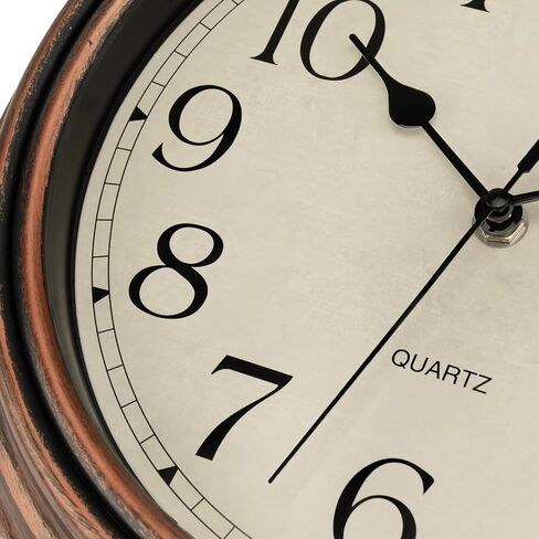 Foxtop 14 Inch Wall Clock with Thermometer and Hygrometer Combo, Retro Silent Non-Ticking Battery Operated Quartz Round Vintage Wall Clock for Living Room Kitchen Home Office (Bronze) in Saudi Arabia
