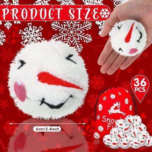 48 Pieces Snowman Snowballs Indoor Snowballs with Bag Set Fake Snowballs 2.4 Inch Plush Snowman Ball Christmas Snowballs with Faces for Indoor Outdoor Fighting Games Christmas Decorations, 2 Styles in Saudi Arabia
