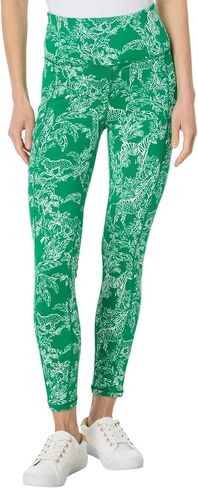 Lilly Pulitzer، للنساء، عامل حماية من أشعة الشمس فوق البنفسجية 50+، سروال ضيق مرتفع الارتفاع لعطلة نهاية الأسبوع، حفلة سفاري خضراء على شكل أوراق الكمان، المقاس: صغير جدًا، درزة البنطال الداخلية: 26 in Saudi Arabia