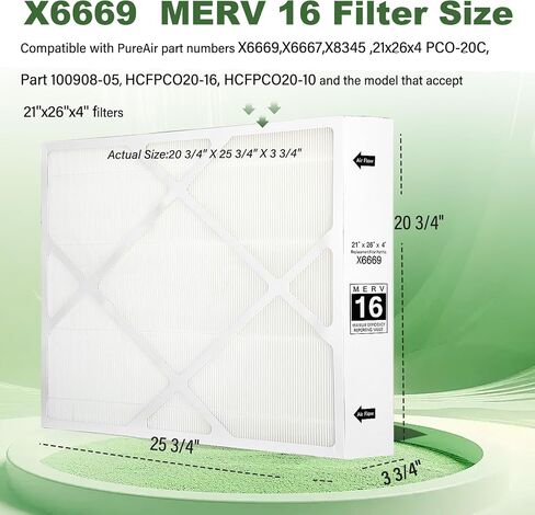 X6669 Filter 21x26x4 Merv 16 Air Filter Compatible with Lennox X6669,X6667 21x26x4 Merv 16 Filter 21x26x4 PCO-20C PureAir,X6669 and 21''x26''x4'' Furnace Filter.1 Pack in Saudi Arabia