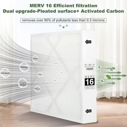 X6669 Filter 21x26x4 Merv 16 Air Filter Compatible with Lennox X6669,X6667 21x26x4 Merv 16 Filter 21x26x4 PCO-20C PureAir,X6669 and 21''x26''x4'' Furnace Filter.1 Pack in Saudi Arabia