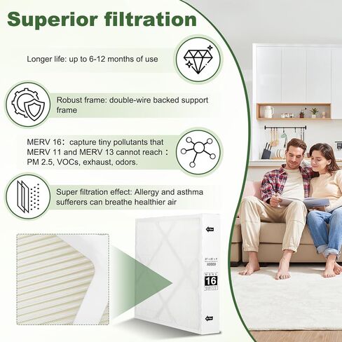 X6669 Filter 21x26x4 Merv 16 Air Filter Compatible with Lennox X6669,X6667 21x26x4 Merv 16 Filter 21x26x4 PCO-20C PureAir,X6669 and 21''x26''x4'' Furnace Filter.1 Pack in Saudi Arabia