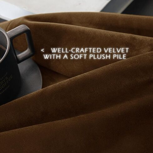 GRALI-DECOR Velvet Curtains 95 inches for Bedroom, Elegant Retro Home Decoration Room Darkening Back Tab Rod Pocket Curtains for Sliding Door/Dining Room, Golden Brown, 2 Panels in Saudi Arabia