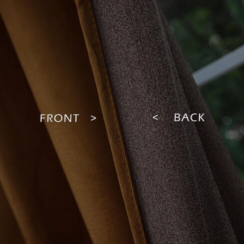 GRALI-DECOR Velvet Curtains 95 inches for Bedroom, Elegant Retro Home Decoration Room Darkening Back Tab Rod Pocket Curtains for Sliding Door/Dining Room, Golden Brown, 2 Panels in Saudi Arabia