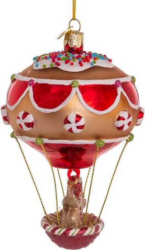 Kurt S. Adler Noble Gems™ Glass Ornament (4.75" Gingerbread Man in Hot Air Balloon NBX0031) in Saudi Arabia