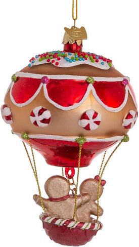 Kurt S. Adler Noble Gems™ Glass Ornament (4.75" Gingerbread Man in Hot Air Balloon NBX0031) in Saudi Arabia