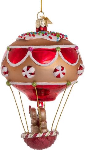 Kurt S. Adler Noble Gems™ Glass Ornament (4.75" Gingerbread Man in Hot Air Balloon NBX0031) in Saudi Arabia