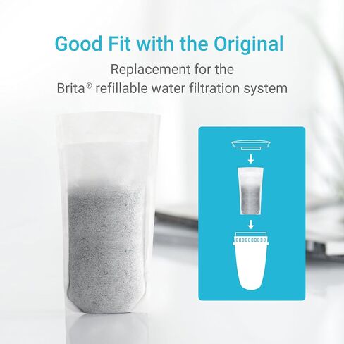 بديل AQUA CREST لفلتر Brita® القابل لإعادة الملء، نظام تنقية المياه القابل لإعادة الملء من Brita®، بلاستيك أقل، يستبدل 1800 زجاجة مياه بلاستيكية سنويًا، 3 مرشحات in Kuwait