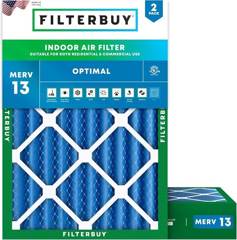 Filterbuy 24x25x4 Air Filter MERV 13 Optimal Defense (2-Pack), Pleated HVAC AC Furnace Air Filters Replacement (Actual Size: 23.75 x 24.75 x 3.63 Inches) in Saudi Arabia
