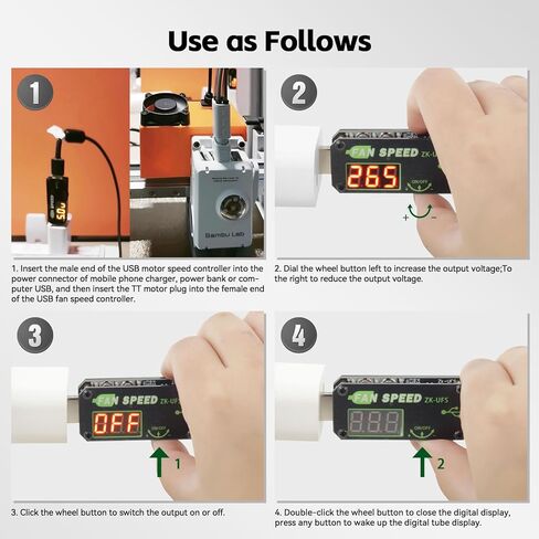 جهاز التحكم في سرعة مروحة محرك USB الأصلي من الخيزران 5 وات IA002 متوافق مع طابعات Bambu Lab A1 وA1 الصغيرة ثلاثية الأبعاد in Kuwait