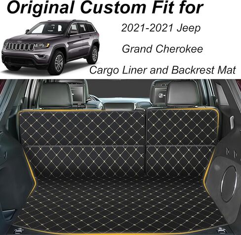 بساط شحن أصلي وبساط مسند ظهر خلفي لسيارة جيب جراند شيروكي 2011-2021/2022 جراند شيروكي WK (ليس L) - بطانة شحن من جلد البولي يوريثان ومسند ظهر مخصص - سجادات سيارة مضادة للانزلاق لجميع الأحوال الجوية in Kuwait