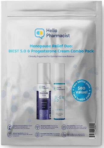 Bi-EST 5.0 + Progesterone 5,000mg (75mg/Pump) MAX Duo Combo Pack - Bio-Identical Menopause Relief Creams for Women - $80 Value Pack - (2X 3oz Bottles) - with Added Moisturizers in Saudi Arabia