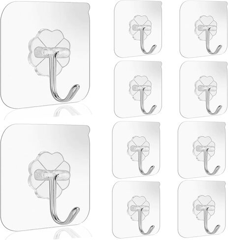 خطافات جدارية للتعليق بوزن 44 رطل (كحد أقصى)، خطافات شفافة شديدة التحمل وقابلة لإعادة الاستخدام، مقاومة للماء والزيوت، خطافات ذاتية اللصق للمطبخ والحمام in Kuwait