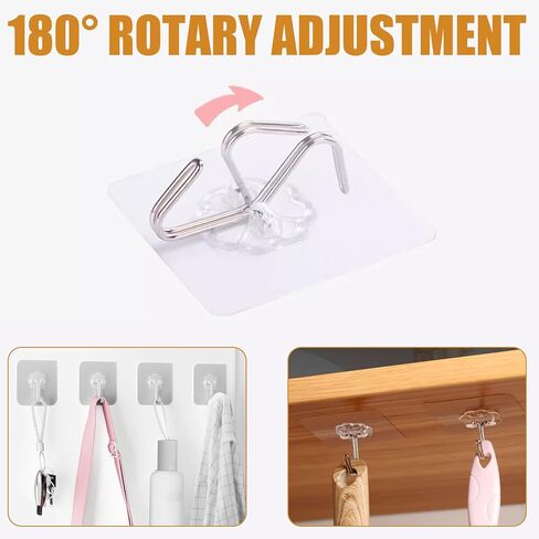 خطافات جدارية للتعليق بوزن 44 رطل (كحد أقصى)، خطافات شفافة شديدة التحمل وقابلة لإعادة الاستخدام، مقاومة للماء والزيوت، خطافات ذاتية اللصق للمطبخ والحمام in Kuwait