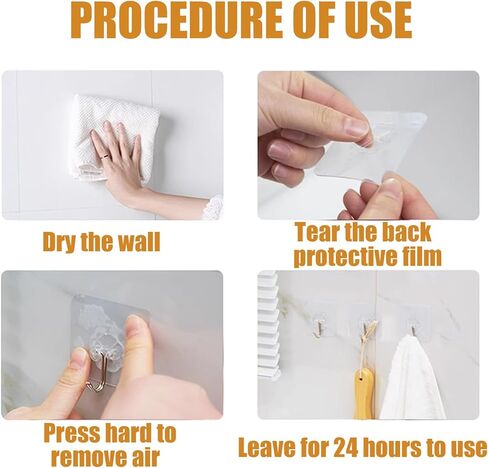 خطافات جدارية للتعليق بوزن 44 رطل (كحد أقصى)، خطافات شفافة شديدة التحمل وقابلة لإعادة الاستخدام، مقاومة للماء والزيوت، خطافات ذاتية اللصق للمطبخ والحمام in Kuwait