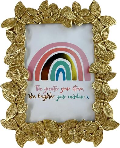 4x6 Antique Gold Butterfly Picture Frame 4 x 6 Glitter Photo Frames with Inspirational Quotes for Tabletop Display and Wall Mount in Saudi Arabia