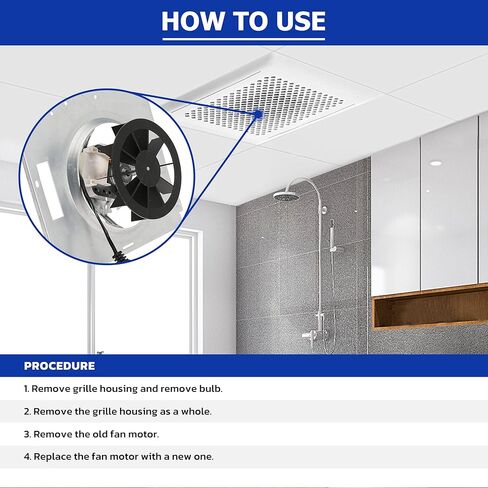 763RL B وحدة ترقية محرك مروحة الحمام 2.0 استبدال Sone S0503B000 لـ Nutone 763RLN B Unit 763RLN-R01 مروحة الحمام 50 CFM 763RLL 763RLN 763RL/769RL A وحدة 769RF/769RL B وحدة 70 CFM in Kuwait