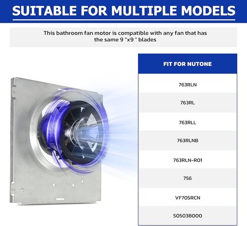 763RL B وحدة ترقية محرك مروحة الحمام 2.0 استبدال Sone S0503B000 لـ Nutone 763RLN B Unit 763RLN-R01 مروحة الحمام 50 CFM 763RLL 763RLN 763RL/769RL A وحدة 769RF/769RL B وحدة 70 CFM in Kuwait