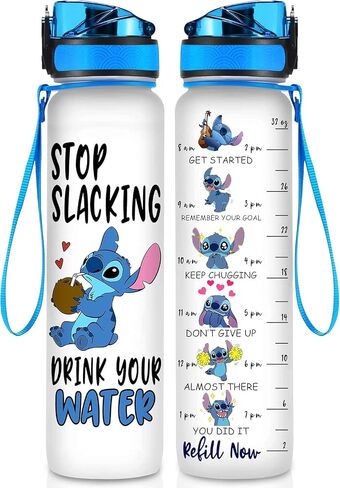 Blue Alien 32 Oz Water Track Bottle, Stop Slacking Drink Your Water Water Bottle With Time Marker, Alien Motivational Insulated Water Bottle, Gifts For Cute Alien Lovers in Saudi Arabia