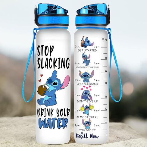 Blue Alien 32 Oz Water Track Bottle, Stop Slacking Drink Your Water Water Bottle With Time Marker, Alien Motivational Insulated Water Bottle, Gifts For Cute Alien Lovers in Saudi Arabia