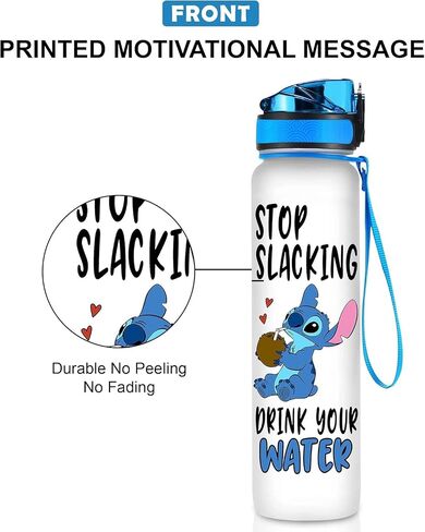 Blue Alien 32 Oz Water Track Bottle, Stop Slacking Drink Your Water Water Bottle With Time Marker, Alien Motivational Insulated Water Bottle, Gifts For Cute Alien Lovers in Saudi Arabia