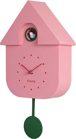 Fisura - ساعة الوقواق الوردية بقرص أخضر. ساعة حائط. ساعة حائط أصلية للهدايا. 3 × بطاريات AA غير متضمنة. الأبعاد: 21.5 × 8 × 41.5 سم. بلاستيك ايه بي اس. in Saudi Arabia