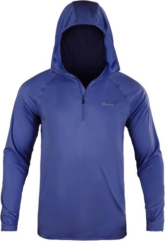Men's Standard 1/4 Zip Long Sleeve Rash Guard Hoodie Quick-Dry UPF 50+ Fishing Hiking and Water Sports, Blue X-Large in Saudi Arabia