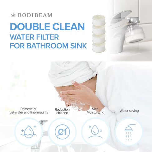 [6 Months Set] Water Filter for Sink Faucet and Replacement Set, Sink Water Filter, Vitamin C Gel, NSF Certified - Removes Impurities, Chlorine and Rust - Skin Hydration, Made in Korea in Saudi Arabia