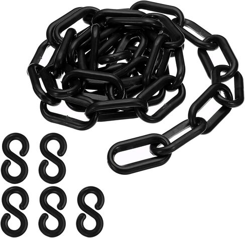 PATIKIL Plastic Chain Links, 3 Foot 1/4inch(6mm) Black Plastic Chains for Barriers, Crowd Control, Queue Lines, Parking, Fences, Gate, Concerts, and Decoration in Kuwait