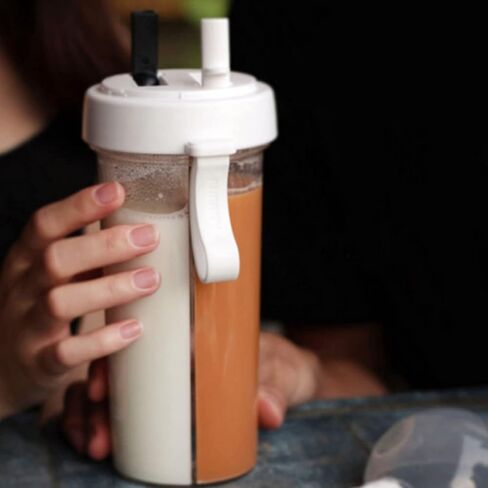 Straw Water Cup Innovative Dual Use Water Bottle with Straw and Portable Handle Sports Bottle Drinking Bottle for Home Outdoor Camping and Sports 600ml Capacity (White) in Saudi Arabia