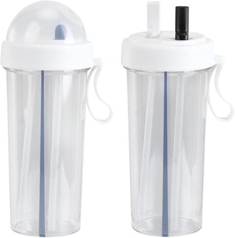 Straw Water Cup Innovative Dual Use Water Bottle with Straw and Portable Handle Sports Bottle Drinking Bottle for Home Outdoor Camping and Sports 600ml Capacity (White) in Saudi Arabia