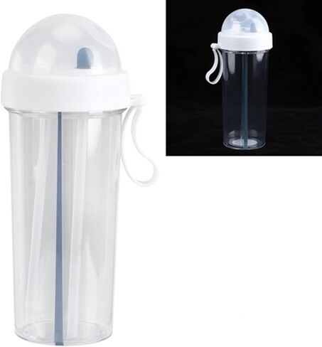 Straw Water Cup Innovative Dual Use Water Bottle with Straw and Portable Handle Sports Bottle Drinking Bottle for Home Outdoor Camping and Sports 600ml Capacity (White) in Saudi Arabia