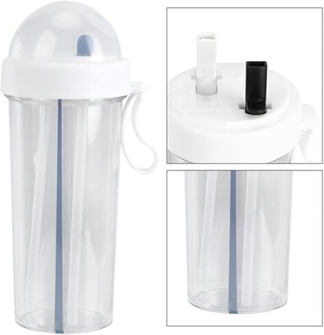 Straw Water Cup Innovative Dual Use Water Bottle with Straw and Portable Handle Sports Bottle Drinking Bottle for Home Outdoor Camping and Sports 600ml Capacity (White) in Saudi Arabia