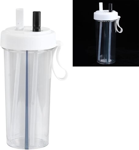 Straw Water Cup Innovative Dual Use Water Bottle with Straw and Portable Handle Sports Bottle Drinking Bottle for Home Outdoor Camping and Sports 600ml Capacity (White) in Saudi Arabia