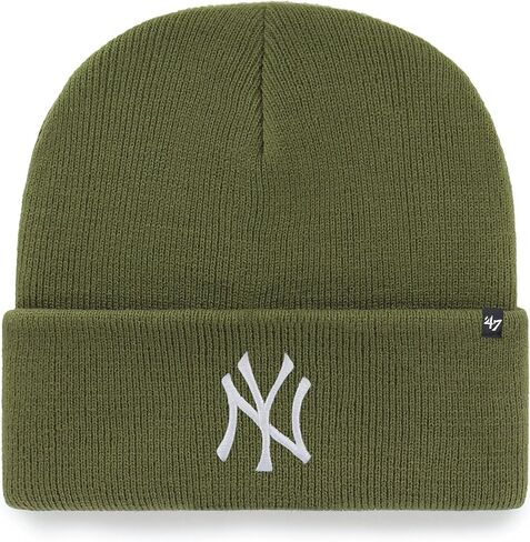 '47 New York Yankees Beanie (NY Yankees) Mens Womens Cuffed Knit Winter Hat Haymaker Style, Stretch Fit, Sandalwood/Olive Green, One Size in Saudi Arabia