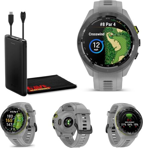 Garmin Approach S70 42MM Fitness Tracker Watch, Golf GPS Premium Smartwatch for Men, 1.2" Touchscreen AMOLED Display and 42000 Preloaded Courses - Gray - Garmin Watches for Men in Saudi Arabia