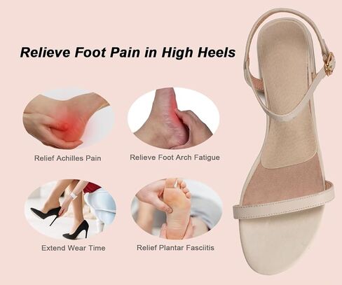 Pigskin Weight Shifting Insoles for High Heels, Adhesive Heel Cushion Insert for Plantar Fasciitis, Heel Pad for Pain Relief, Beige L for 7.5-10 US Women Size in Saudi Arabia