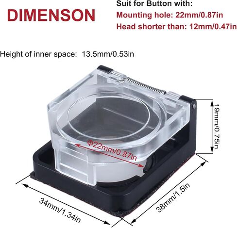 Power Push Button Switch Cover Waterproof Dustproof Collision Resistant Safety Protector for 22mm Mounting Hole Power Push Button Switch on Computer PC Desktop (1pc Round Hole Momentary) in Kuwait