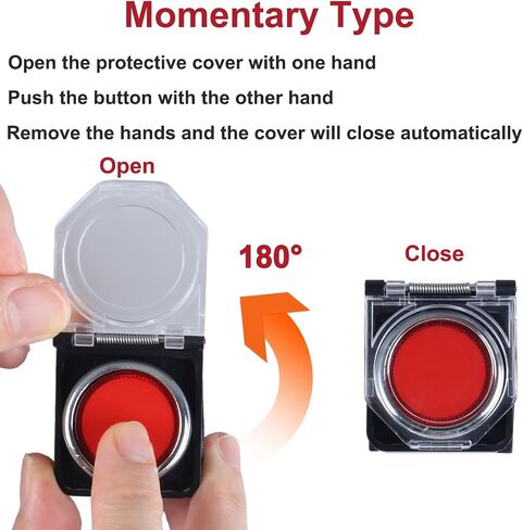 Power Push Button Switch Cover Waterproof Dustproof Collision Resistant Safety Protector for 22mm Mounting Hole Power Push Button Switch on Computer PC Desktop (1pc Round Hole Momentary) in Kuwait