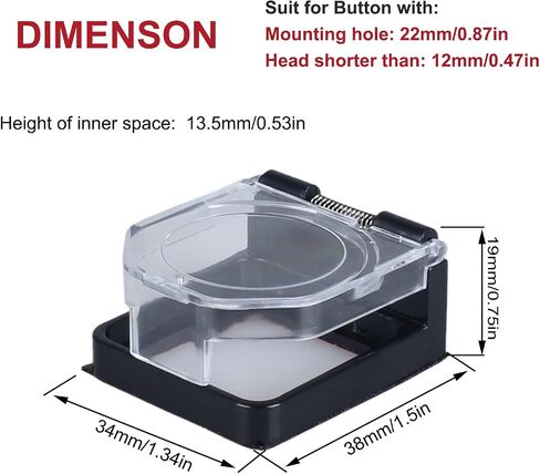 Power Push Button Switch Cover Waterproof Dustproof Collision Resistant Safety Protector for 22mm Mounting Hole Power Push Button Switch on Computer PC Desktop (1pc Round Hole Momentary) in Kuwait