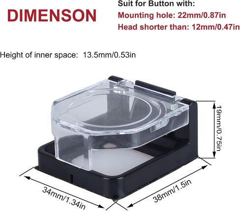Power Push Button Switch Cover Waterproof Dustproof Collision Resistant Safety Protector for 22mm Mounting Hole Power Push Button Switch on Computer PC Desktop (1pc Round Hole Momentary) in Kuwait