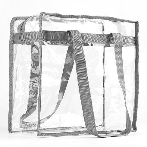 2 Pack Clear Bag for Stadium Events, 12x6x12 Large Clear Tote Bag Stadium Approved, Transparent Plastic Bags with Handles and Zipper, PVC Handbags for Concert, Women, See Through Tote Bags in Saudi Arabia